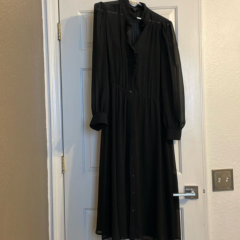 Banana Republic Sheen black button down long dress